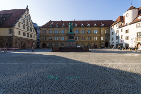 STUTTGART, GERMANY - MARCH 18, 2016: Schillerplatz - square in the old town. Stuttgart is the capital and largest city of the state of Baden-Wuerttemberg.のeditorial素材