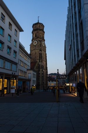 STUTTGART, GERMANY- MARCH 16, 2016: The Stiftskirche (Collegiate Church) is an inner-city church in Stuttgart, the capital of Baden-Wuerttemberg.のeditorial素材