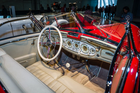 STUTTGART, GERMANY- MARCH 19, 2016: Cabin of luxury car Mercedes-Benz 500 K Special-Roadster (W29),...
