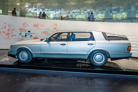 STUTTGART, GERMANY- MARCH 19, 2016: The concept car Mercedes-Benz Auto 2000, 1981. Mercedes-Benz Museum.のeditorial素材