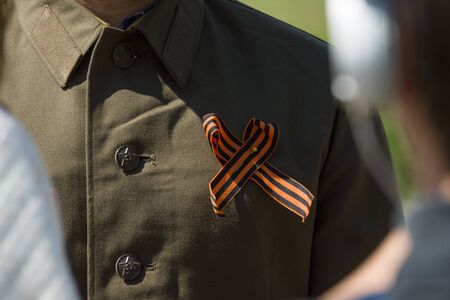 St. George Ribbon on Russian military shirt-tunic.の写真素材