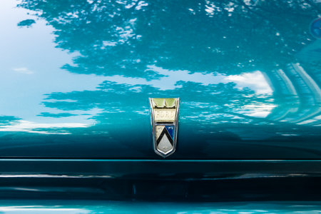 BERLIN - JUNE 05, 2016: Fragment of compact car Ford Falcon, 1962. Classic Days Berlin 2016.のeditorial素材