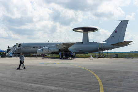 BERLIN, GERMANY - JUNE 02, 2016: The military aircraft Boeing E-3A Sentry AWACS. NATO Air Force....