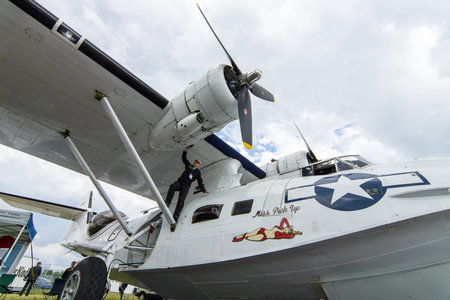 BERLIN, GERMANY - JUNE 02, 2016: Maritime patrol and search-and-rescue seaplane Consolidated PBY...