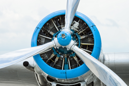 Radial engine of an aircraft. Close-up.の写真素材