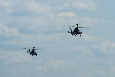 BERLIN, GERMANY - JUNE 03, 2016: Attack helicopter Airbus Helicopters Tiger. German Army. Exhibition...