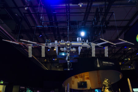 BERLIN, GERMANY - JUNE 03, 2016: Model of the International Space Station (ISS). Exhibition ILA Berlin Air Show 2016のeditorial素材