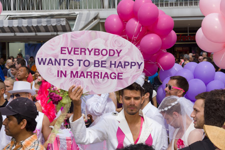 BERLIN, GERMANY - JUNE 22, 2013: Christopher Street Day. The annual European LGBT celebration and demonstration held in Berlin for the rights of LGBT people, and against discrimination and exclusion.のeditorial素材