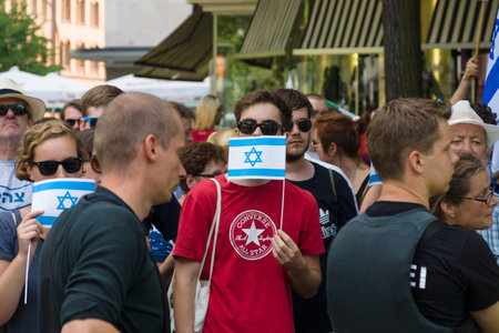 BERLIN, GERMANY - AUGUST 03, 2013: International Quds Day. Anti-Arab and anti-Palestinian protests...