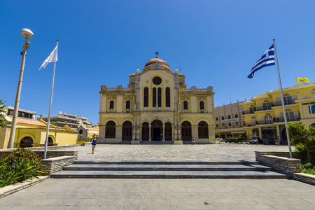 HERAKLION, GREECE - JULY 09, 2016: Crete. Agios Minas Cathedral - Greek Orthodox Church. The residence of Archbishop of Crete.のeditorial素材