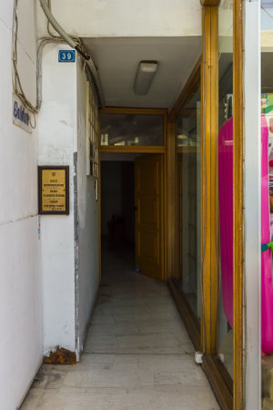 HERAKLION, GREECE - JULY 09, 2016: Crete. Consulate of the Republic of Poland in the historic center of the city. Heraklion - the largest city on the island.のeditorial素材