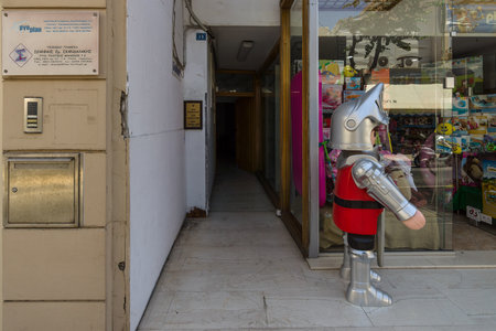HERAKLION, GREECE - JULY 09, 2016: Crete. Consulate of the Republic of Poland in the historic center of the city. Heraklion - the largest city on the island.のeditorial素材