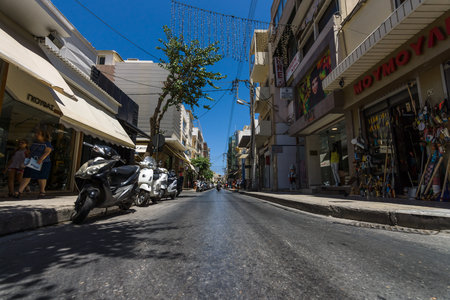 HERAKLION, GREECE - JULY 09, 2016: Crete. The narrow shopping streets in the old part of the city. Heraklion - the largest city on the island.のeditorial素材