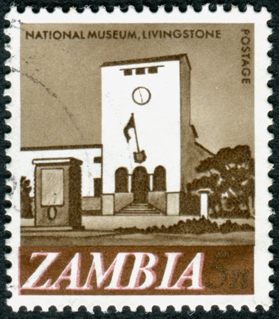 ZAMBIA - CIRCA 1968: A stamp printed in Zambia, shows National Museum, Livingstone, circa 1968