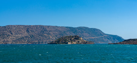 Gulf of Elounda. The island of Spinalonga and the ancient fortress of the same name. Crete. Greece.のeditorial素材