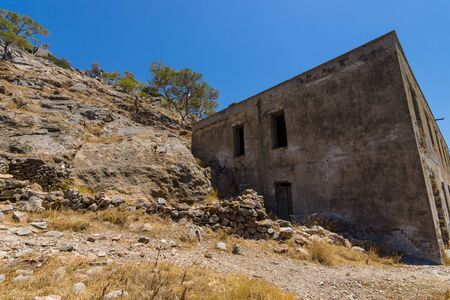 The ruins of the leper colony closed in the 50s on the ruins of a Venetian fortress on Spinalonga island. Crete. Greece.の写真素材