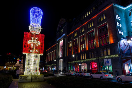 BERLIN - DECEMBER 07, 2016: The shopping street of West Berlin, Tauentzienstrasse in the Christmas...