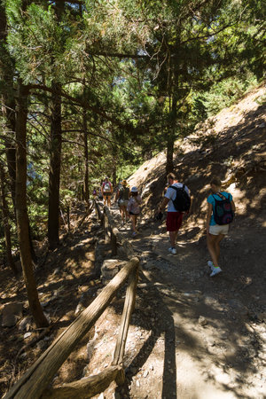 CRETE, GREECE - JULY 14, 2016: Samaria Gorge - a major tourist attraction of the island.のeditorial素材