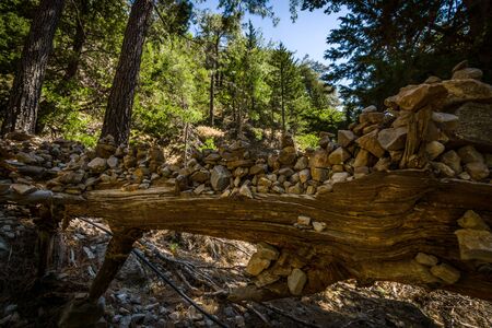 Samaria Gorge. Tourist tradition - a way of stones in the form of slides, in series or in the form...