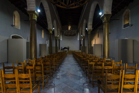 HERAKLION, GREECE - JULY 16, 2016: Interior of the Museum of Visual Arts in the old St. Mark Basilica.のeditorial素材