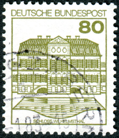 GERMANY - CIRCA 1982: A stamp printed in Germany, shows the Wilhelmsthal Castle, circa 1982のeditorial素材