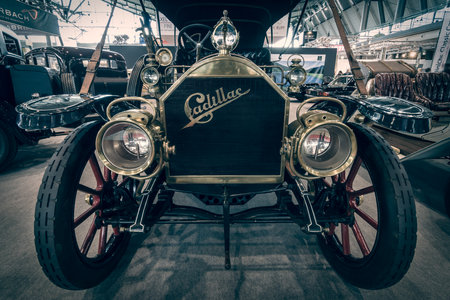 STUTTGART, GERMANY - MARCH 02, 2017: Vintage car Cadillac Model Thirty, 1911. Stylization. Toning. Europe's greatest classic car exhibition "RETRO CLASSICS"のeditorial素材