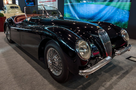 STUTTGART, GERMANY - MARCH 02, 2017: Sports car Jaguar XK120 SE OTS "Barris", 1954. Europe's greatest classic car exhibition "RETRO CLASSICS"のeditorial素材