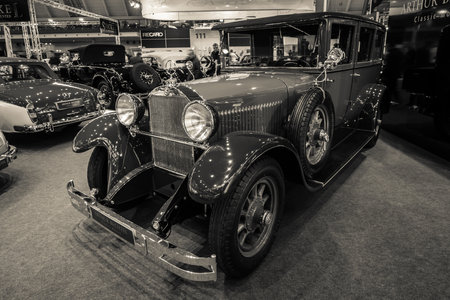 STUTTGART, GERMANY - MARCH 02, 2017: Luxury car Mercedes-Benz 300 Typ 12/55 PS, 1926. Stylization. Sepia toning. Europe's greatest classic car exhibition "RETRO CLASSICS"のeditorial素材