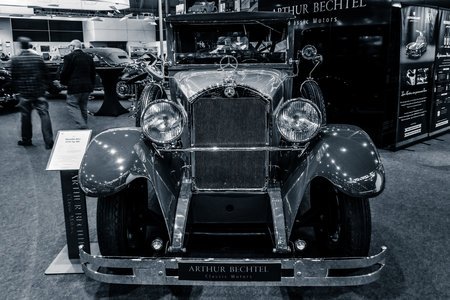 STUTTGART, GERMANY - MARCH 02, 2017: Luxury car Mercedes-Benz 300 Typ 12/55 PS, 1926. Stylization. Toning. Europe's greatest classic car exhibition "RETRO CLASSICS"のeditorial素材