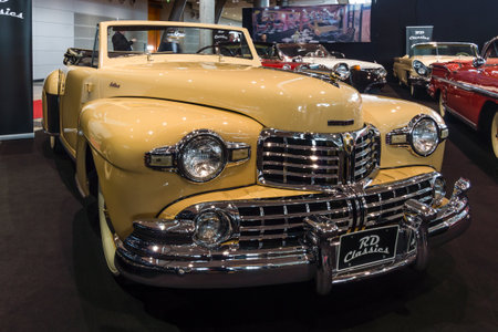 STUTTGART, GERMANY - MARCH 02, 2017: Personal luxury car Lincoln Continental cabriolet, 1948. Europe's greatest classic car exhibition "RETRO CLASSICS"のeditorial素材