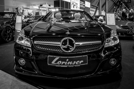 STUTTGART, GERMANY - MARCH 02, 2017: Grand tourer car Mercedes-Benz SL350 (R230), 2010. Black and...