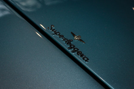 STUTTGART, GERMANY - MARCH 04, 2017: Carrozzeria Touring Superleggera emblem on Lamborghini 400 GT,...