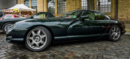 BERLIN - MAY 13, 2017: Sports car TVR Cerbera, 1998. Exhibition Oldtimertage Berlin-Brandenburg.