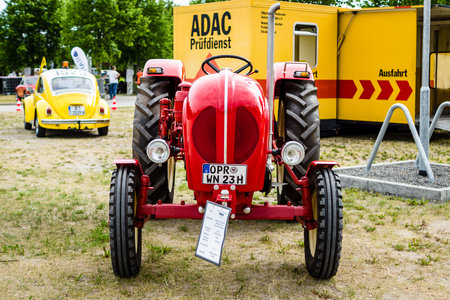 PAAREN IM GLIEN, GERMANY - JUNE 03, 2017: Tractor Porsche Diesel Type 216, 1961. Exhibition "Die Oldtimer Show".のeditorial素材