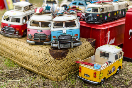 PAAREN IM GLIEN, GERMANY - JUNE 03, 2017: Toy cars Volkswagen Type 2 (T1). Exhibition Die Oldtimer...