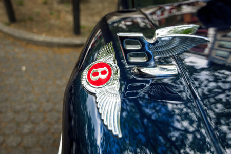 BERLIN - JUNE 17, 2017: Bentley's hood ornament. Close-up. Classic Days Berlin 2017.