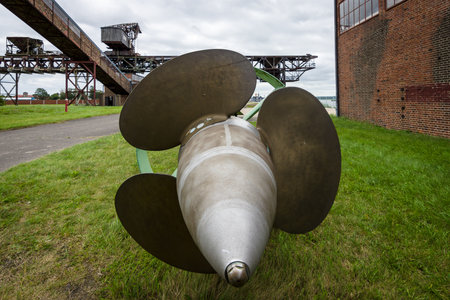 PEENEMUENDE, GERMANY - JULY 18, 2017: Old ship screw. Territory of the Army Research Center. During...