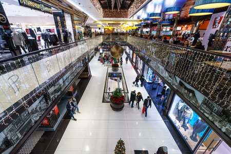 BERLIN - DECEMBER 18, 2017: The shopping center Mall of Berlin at Leipziger Platz in the Christmas...