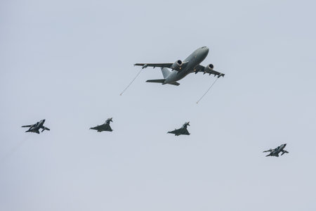 BERLIN, GERMANY - APRIL 27, 2018: Multi-role Tanker Transport Airbus A310-300 and multirole aircraft...
