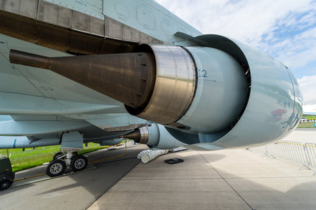 BERLIN, GERMANY - APRIL 25, 2018: Turbofan IHI Corporation F7 of the maritime patrol aircraft...