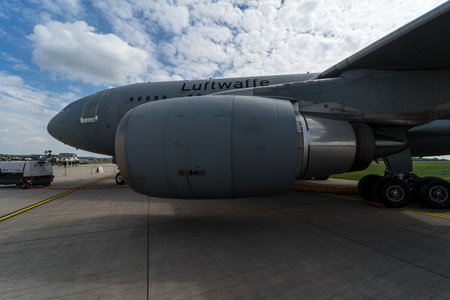 BERLIN, GERMANY - APRIL 25, 2018: Strategic tanker/transport Airbus A310-900 MRTT MedEvac "Hermann Kohl". German Air Force. Exhibition ILA Berlin Air Show 2018のeditorial素材