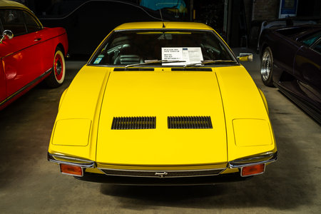 BERLIN - MAY 06, 2018: Sports car DeTomaso Pantera GTL Serie I,1973. Exhibition 31. Oldtimertage Berlin-Brandenburg (31th Berlin-Brandenburg Oldtimer Day).のeditorial素材