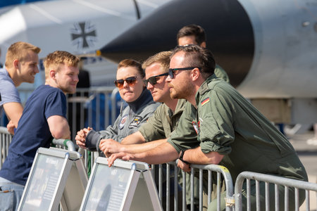 BERLIN - APRIL 27, 2018: Pilots of the German Air Force. Exhibition ILA Berlin Air Show 2018.のeditorial素材
