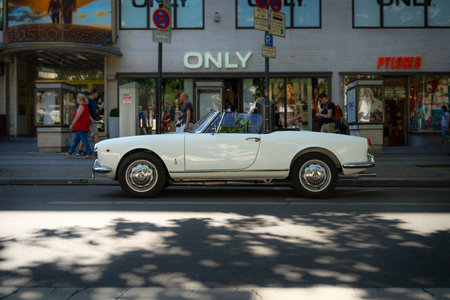 BERLIN - JUNE 09, 2018: Family car Alfa Romeo Giulietta Spider, 1960. Classic Days Berlin 2018.