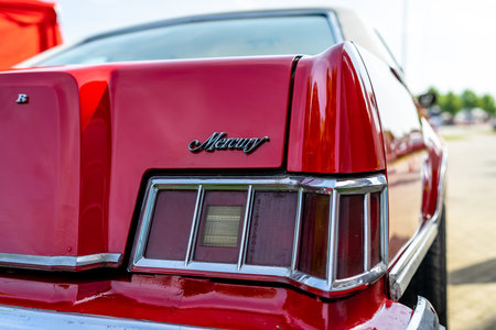 PAAREN IM GLIEN, GERMANY - MAY 19, 2018: Rear stoplights of the personal luxury car Mercury Cougar XR-7. Die Oldtimer Show 2018.のeditorial素材