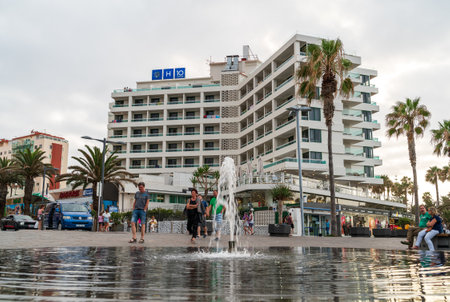PUERTO DE LA CRUZ, CANARY ISLANDS, SPAIN - JULY 28, 2018: The hotel on the waterfront - H10 Tenerife Playaのeditorial素材