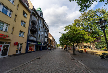 BERLIN - SEPTEMBER 09, 2018: Streets of the historic center of Altstadt Spandau.のeditorial素材
