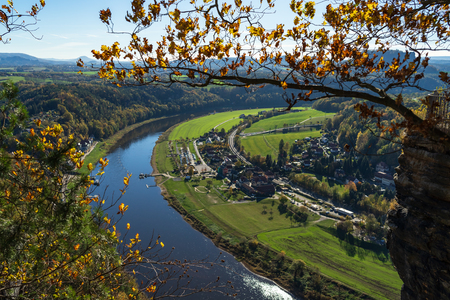 The Elbe valley in Saxon Switzerland (Saechsische Schweiz). Germany.の写真素材
