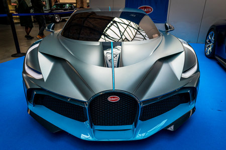 BERLIN - MAY 11, 2019: A sports car Bugatti Divo, 2018. 32th Berlin-Brandenburg Oldtimer Day.