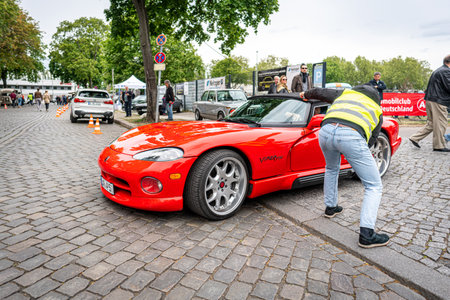 BERLIN - MAY 11, 2019: Sports car Dodge Viper RT/10 Roadster (First generation). 32th Berlin-Brandenburg Oldtimer Day.のeditorial素材